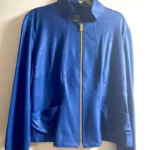 Clara Sunwoo Liquid Leather Signature Womens Jacket. New. Royal blue. Large.